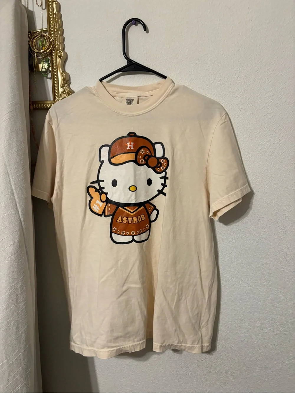 Comfort Colors Cream Hello Kitty Houston Astros Graphic Tee